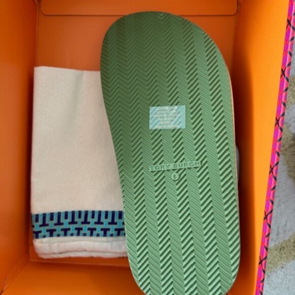 Tory Burch Miller Cloud puff sandals NWT Sea bubble / new cream / vintage fern - Picture 5 of 6